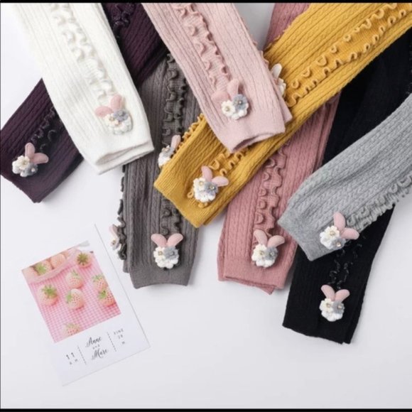 Warm knit baby girl tights size 12m & 24m - Picture 2 of 9